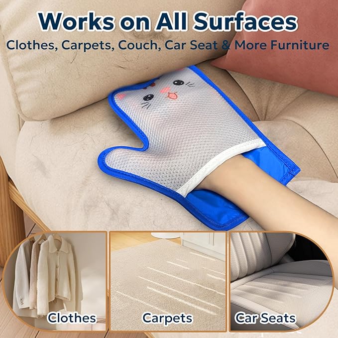 Pet Hair Removal Glove - Electrostatic Gloves for Pet Hair, Portable & Reusable Dog & Cat Fur Remover Tool for Couch, Clothes, Furniture, Carpet, and Car Seats,1 PCS