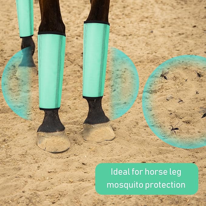 Jexine 12 Fly Boots for Horse Set of 12 Loose Breathable Mesh Horse Fly Sheets Protective Horse Leg Wraps Leggings for Preventing Flies and Mosquitoes Bites(Green)