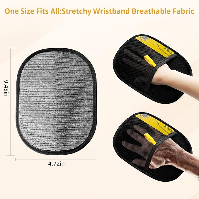 Upgraded Electrostatic Pet Hair Removal Glove - Reusable, Washable Mitt for Furniture, Carpet, Car Seat & Clothing - Efficient Cat & Dog Hair Remover