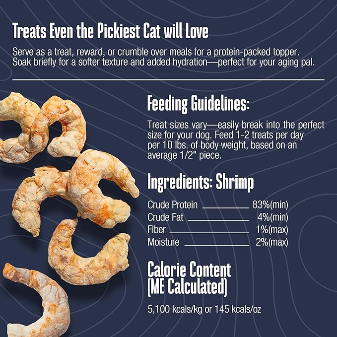 Whole Life Cat Just One Shrimp Freeze Dried Cat Treats - Human Grade High Protein Food, Healthy Training Snacks, Freeze Dried Shrimp Food Toppers, USA Made Natural Treats - .7 oz (Pack of 1)