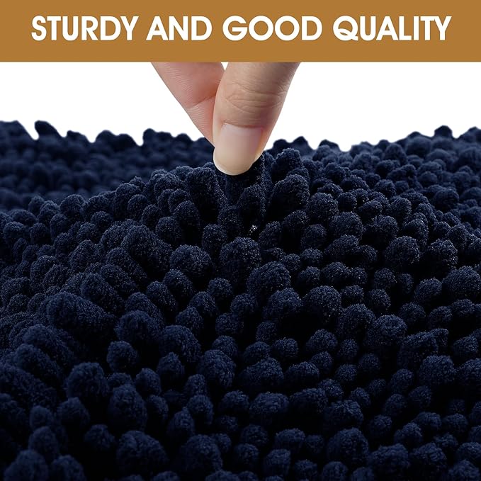 IM HOME Extra Large 60" x 36" Navy Blue Dog Door Mats for Muddy Paws, Chenille Absorbent Dog Mat, Non Slip Heavy Mud Mat for Dogs, Soft Pet Bed Mat for Entryway, Mud Paws, Inside Floor