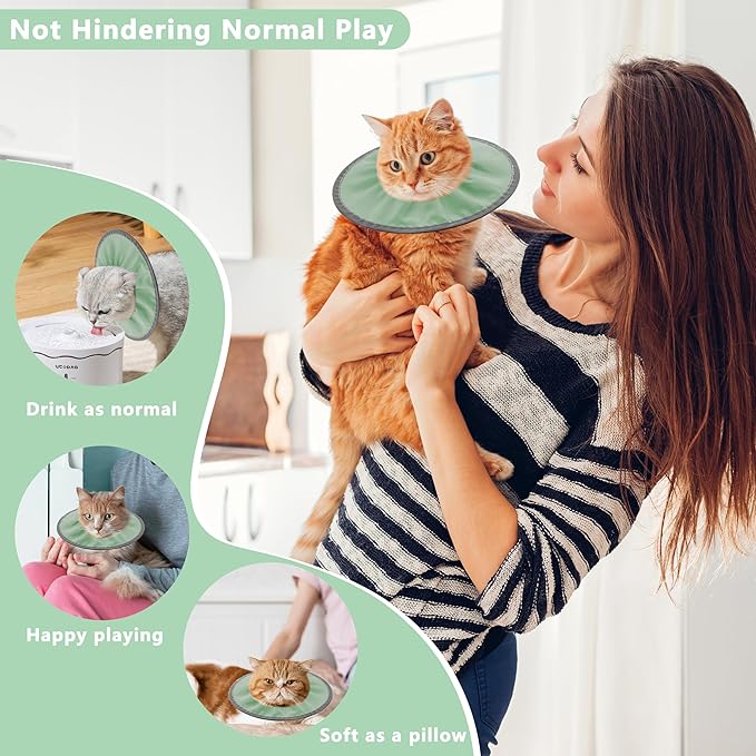 Lightweight Cat Cone Collar Soft, Soft Comfortable Cat Recovery Collar After Surgery, Elizabethan E Collar for Cats, Cone for Cats to Stop Licking (Mint Green, Small)