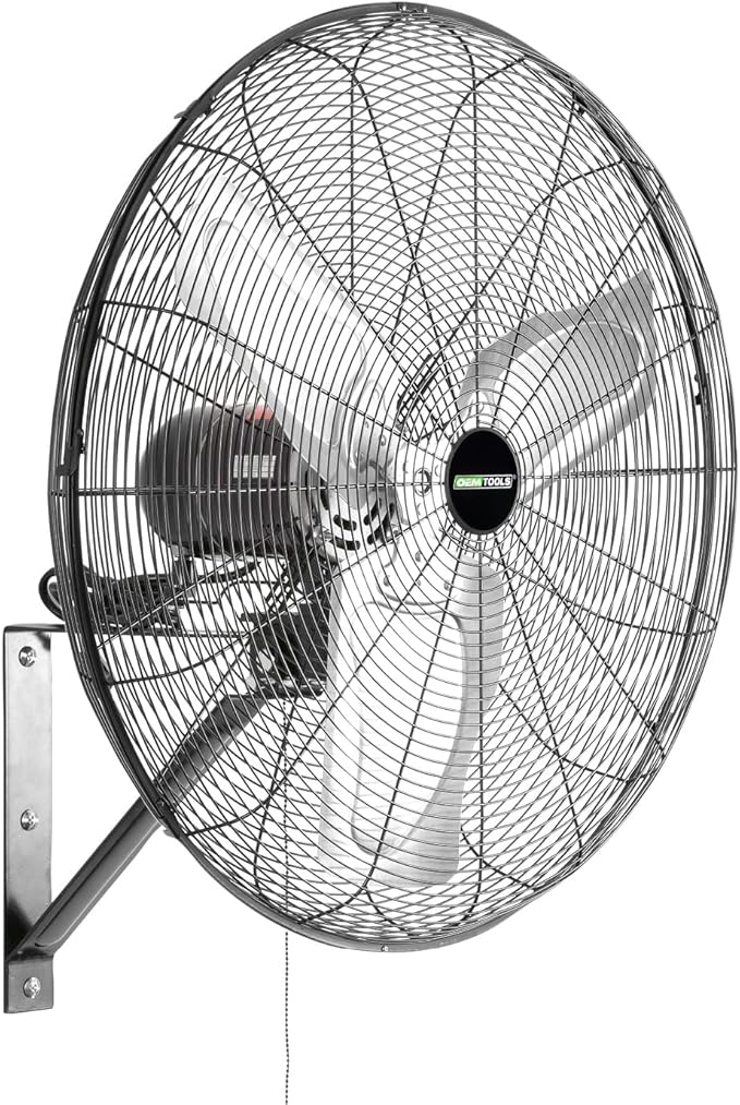 OEMTOOLS OEM24884 30 Inch Oscillating Wall Fan, 9500 CFM Max. Garage 90 Degree Mounted Fan with 6 Ft. UL Listed Cord