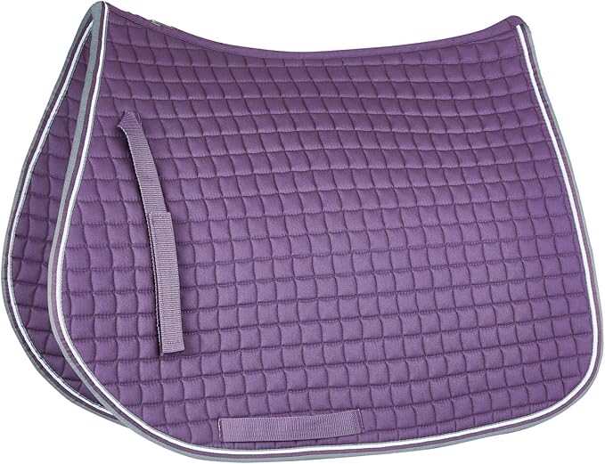 HORZE Adepto Padded All Purpose Quilted Equestrian Saddle Pad for Horses with Two-Tone Trim