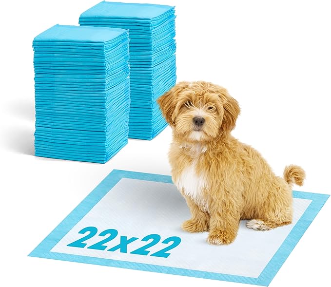 IRIS USA Dog Pee Pads – Puppy Essentials, Dog Pads, Quick Dry, Leak Proof, Thick Absorbent 6-Layer Design for Potty Training, Regular Size 22" x 22", 100 Count