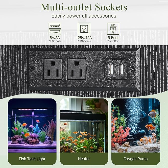 ZENY 20-29 Gallon Fish Tank Stand with Cabinet for Fish Tank Accessories Storage, Metal Double Aquarium Stand, 30.71''L x 12.6''W Tabletop, 330LBS Capacity