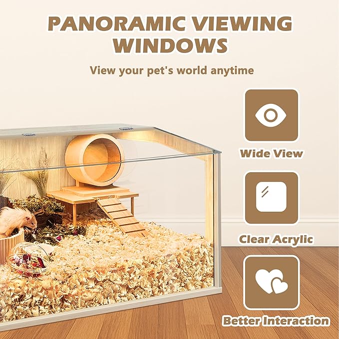 Prolee Hamster Cage Chewproof, Large Hamster Cages and Habitats 32 Inch Guinea Pig Cages Openable Top with Acrylic Sheets Solid Built, 32"