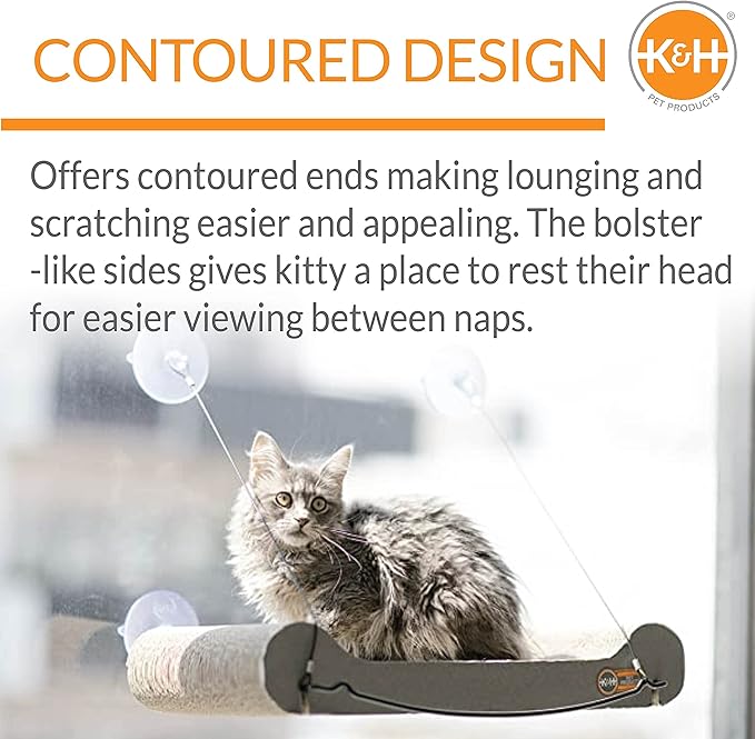K&H Pet Products Cat Scratcher Kitty Window Sill Bed & Hammock, Sturdy Cat Perch for Large Cats
