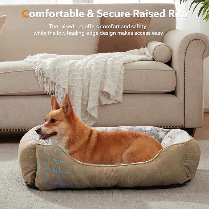 SIWA MARY Orthopedic Dog Bed Medium Size, Washable Waterproof Sofa With Non-Slip Bottom, Comfort for Medium Dogs, M(30"x24"x9") Brown