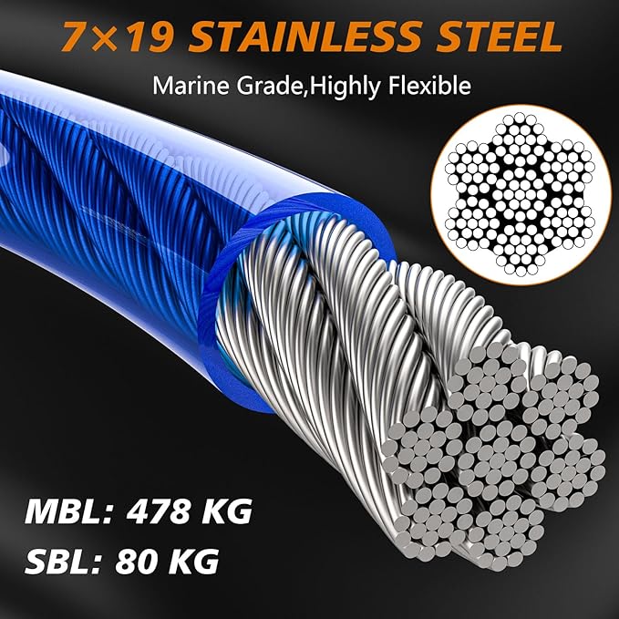 XiaZ 10ft Dog Tie Out Cable, Dog Runner for Yard Steel Wire Pet Cable with Durable Lockable Clips, Chains for Outside Dogs Lead for Medium Dogs Up to 60 LBS