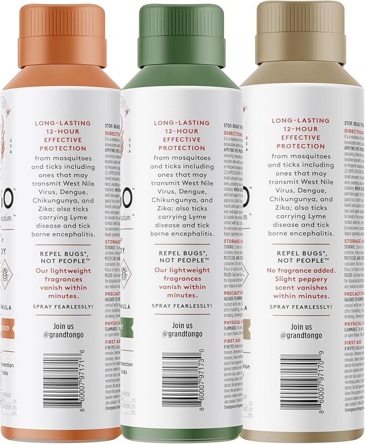 Insect Repellent Variety Pack, 12-Hour Mosquito & Tick Protection, Picaridin-Based, Water-Based, Lightweight, Quick-Drying, DEET Alternative, Face & Body Use, 3 Pack