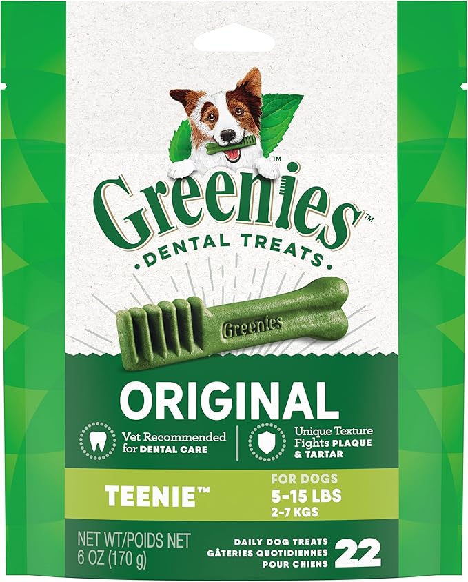 Greenies Original Teenie Dental Dog Treats, 6 oz. Pack (22 Treats)