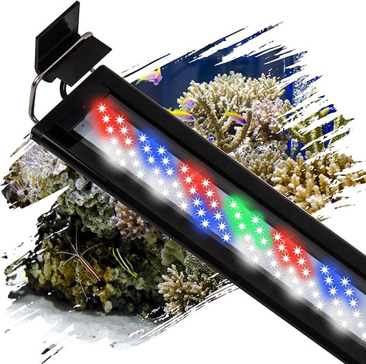Led Aquarium Light, Full Spectrum Fish Tank Lights, Small 5/10 Gallon Freshwater Fishtank Hood Lighting for Grow Fish, Plants, Adjustable from 12 to 16 Inch