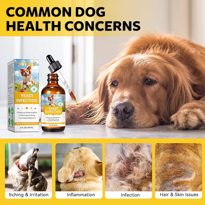 Yeast Infection Treatment for Dogs, Natural Yeast Infection Treatment Drops for Dog Itch Relief, Dog Allergy Relief, Dog Yeast Ear Infection Treatment, 2.02fl.oz