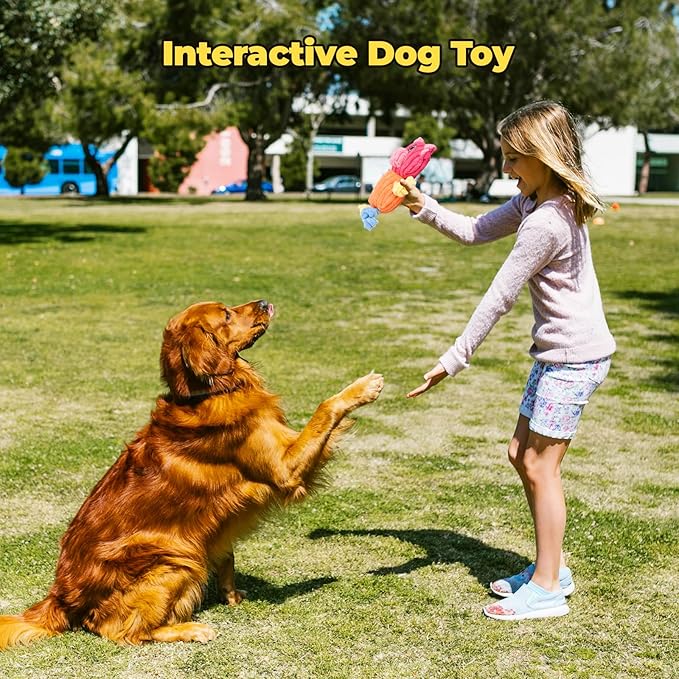 3pcs Dog Squeaky Toys, Plush Stuffed Puppy Chew Toy for Extended Play, Interactive Toys Great Gifts for Small Medium Large Chewer Dogs, Pet Toy Bulk to Keep Them Busy(Forg&Hippo&Pig)