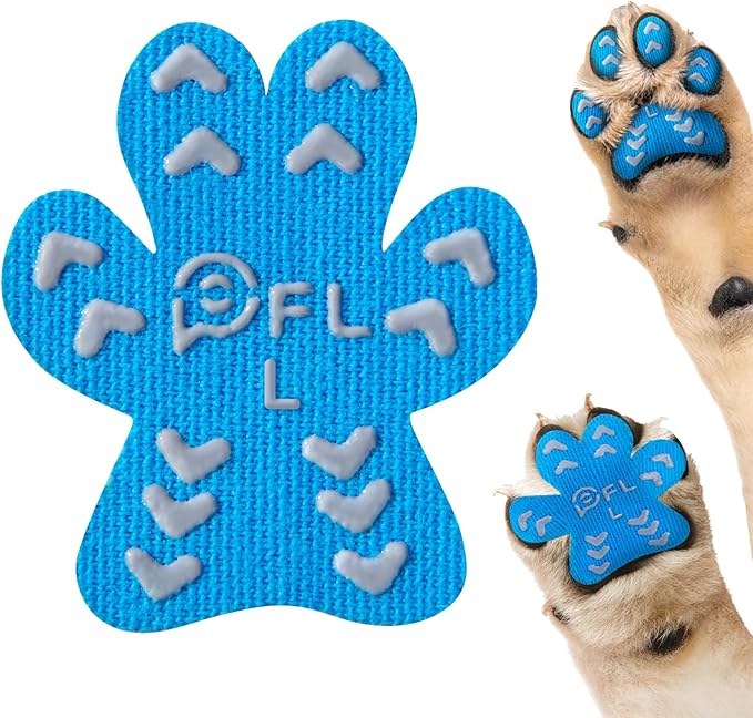 Non-Slip Paw Protector Pads for Senior Dogs, Anti-Slip Rubber Traction Stickers, Blue, 48pcs, L (21-40lbs)