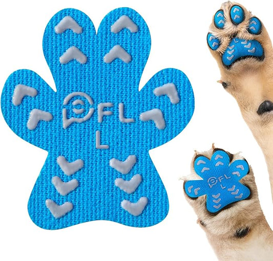 Non-Slip Paw Protector Pads for Senior Dogs, Anti-Slip Rubber Traction Stickers, Blue, 48pcs, L (21-40lbs)