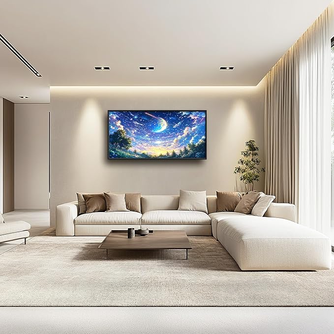 Framed Large Anime Sky Wall Art for Living Room, Oversized Fantasy Night Sky Forest Wall Decor Nature Canvas Painting Modern Artwork Home Decoration for Living Room Bedroom Office 60"x30"