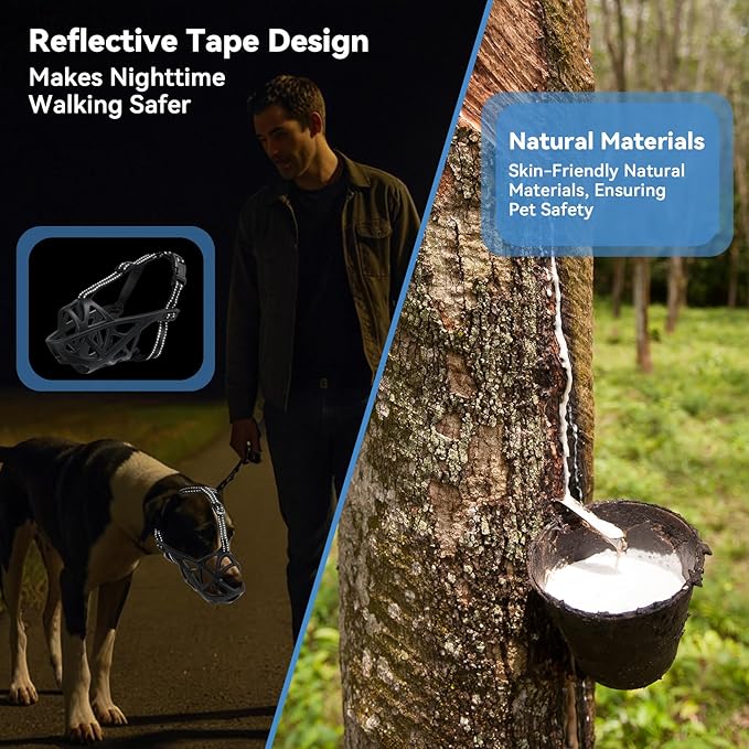 Dog Muzzle for Large Dogs, Breathable Basket Muzzles for Small, Medium and X-Large Aggressive Dog, Allows Panting Drinking, Suitable for Grooming Trimming Training (Black, M)