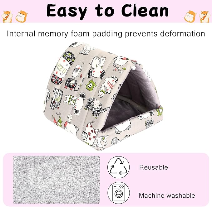 UPINS Guinea Pig Hideout,Guinea Pig Bed Washable Small Animal House Cage Accessories for Mouse Chinchillas Hamsters Hedgehogs Ferrets Bearded Dragons and Rats