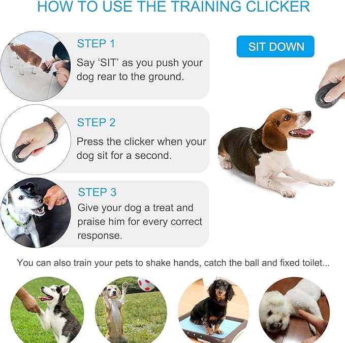 Clicker Training for Dogs, [4 Pcs, Multi-Color] Dog Clicker for Training, Clicker Dog Training with Wrist Strap, Clicker for Pets, Dog Clicker Perfect for Dog Cat Horse Behavioral Training