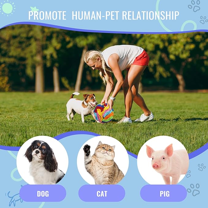 Pet Snuffle Ball, Puzzle Sniffing Interactive Dog Ball for Blind Dogs Training Stress Relief Dog Enrichment Toys Treat Machine Washable (20cm, Rainbow Color Upgrade)