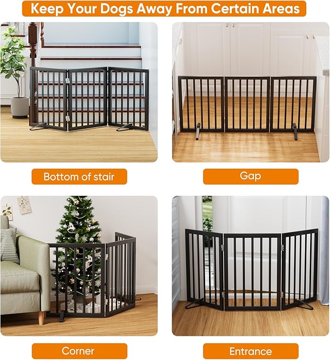Black 18-55" Foldable Pet Gate for Stairs & Doorways, Puppy Gate Fence