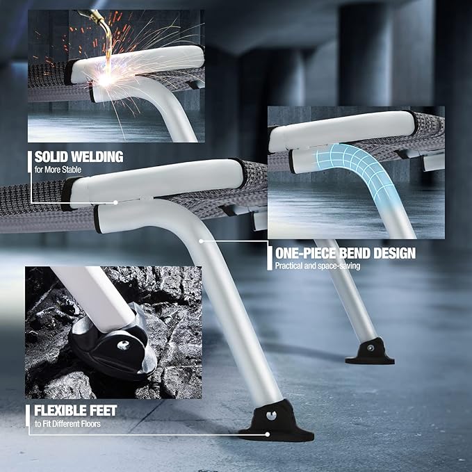 Veehoo Elevated Dog Bed for Outdoor, Cooling Waterproof Raised Dog Cots Beds XL, Curved Off Ground Pet Hammock Cot Lifted for Outside, up to 150lbs, White Legs, Black Silver 49"