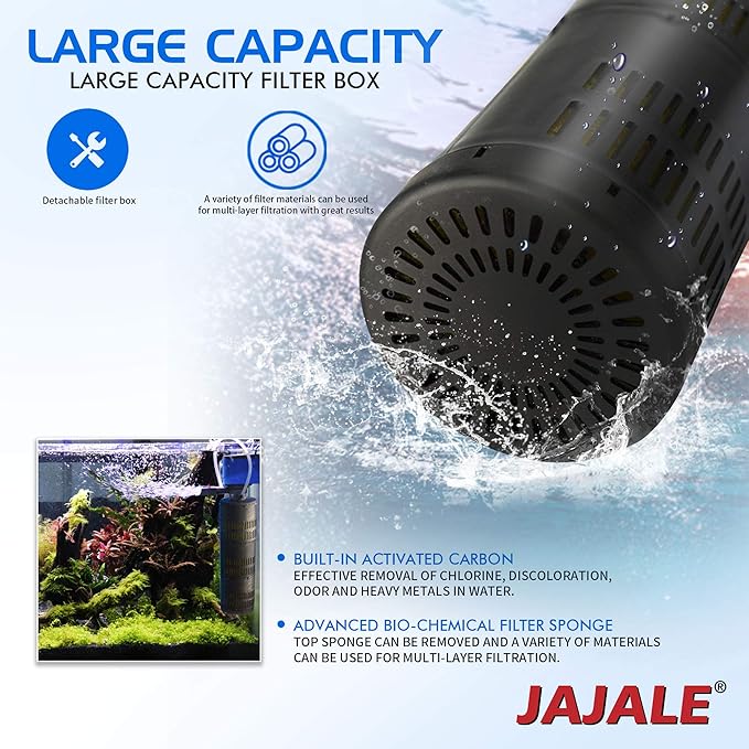 Water Pump 210 GPH 3-in-1 Submersible Internal Filter Aquarium Powerhead Water Pump Ultra Quiet for Aquarium,Fish Tank-2 Pack