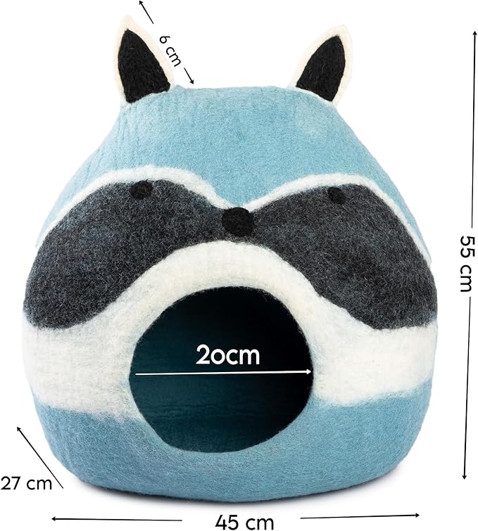 Luxurious Eco-Friendly Merino Wool Cat Cave Bed Sloth - Foldable Hideaway Pod for Indoor Cats - Premium Felt Kitten Beds - Covered Cat House for Ultimate Cozy Comfort by Woolygon