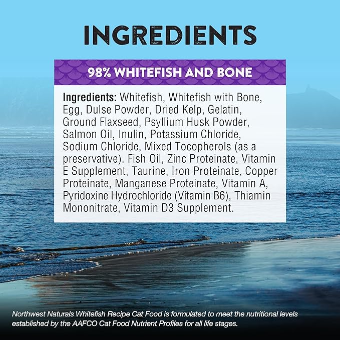Northwest Naturals Freeze-Dried Whitefish Cat & Kitten Food – Bite-Sized Nibbles, Healthy, Limited, Human-Grade Ingredients, All-Natural, High-Protein Raw Diet, Complete & Balanced, Grain-Free – 11 oz