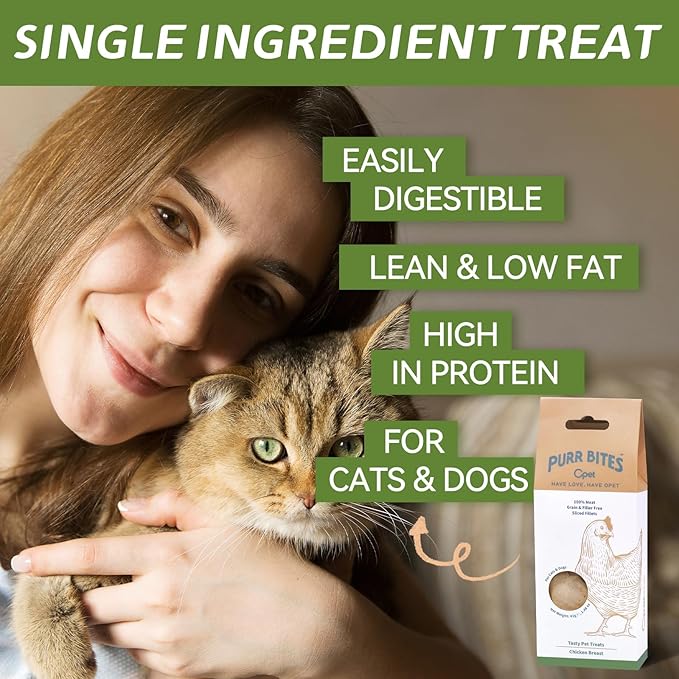 OPET Freeze Dried Chicken Cat Treats, Single Ingredient Grain Free High Protein Pet Food for Cats and Dogs, Healthy Training Snacks, Freeze Dried Cat Food (Chicken Breast, 5.92 Ounce)