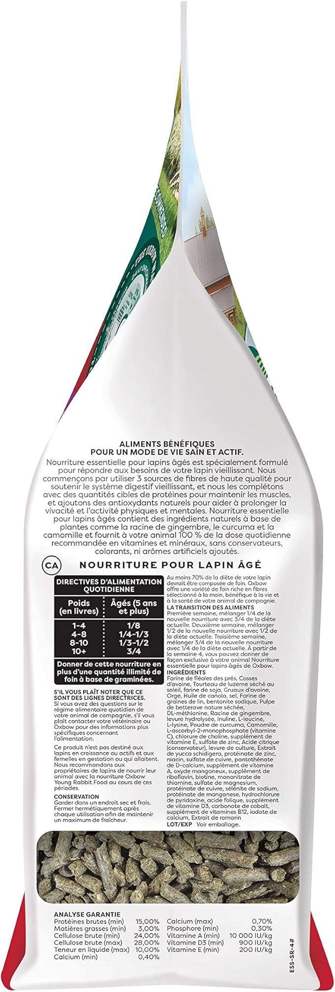 Oxbow Essentials Rabbit Food, Senior, Made with Oxbow Alfalfa for Rabbit, Vitamin & Mineral Rich Pet Pellets, Small Animal Pet Products, Bunny Food, Made in USA, High Fiber, 4 lb. Bag