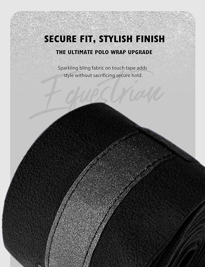 Harrison Howard Horse Polo Wraps Upgrade with Bling Leg Wraps for Horses 4-Pack Fleece Leg Wraps Stable Supplies Black L