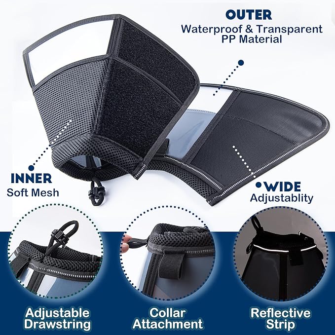 Soft Dog Cone Collar, Comfortable Pet Recovery Neck Collars After Surgery for Extra Large Dogs, Plastic Breathable Elizabethan Dog Head Circle Stop Licking, Adjustable Cones 37cm Long (XXL Black)