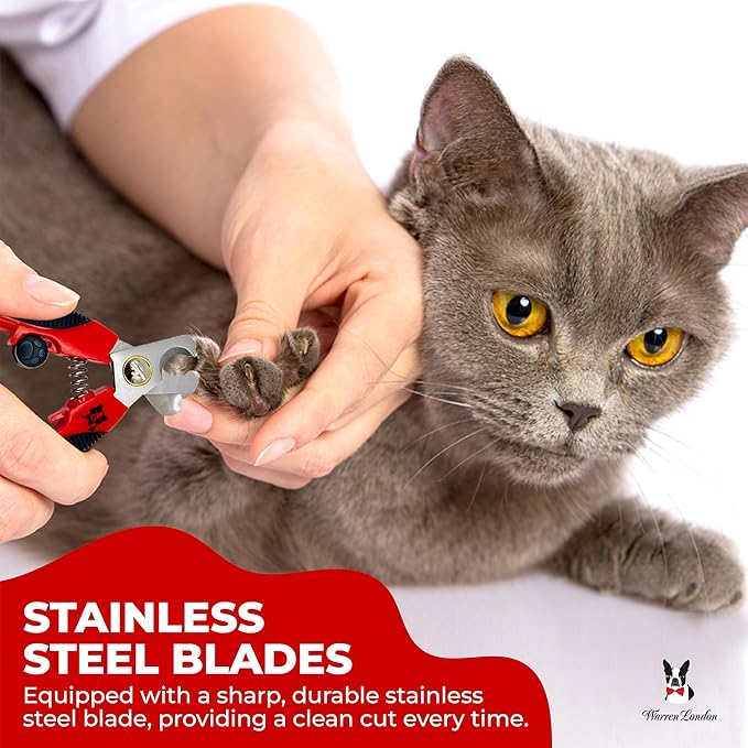 Warren London Cat Nail Clipper | Kittens Small Dogs | Stainless Steel Blade | Nail Safety Guard | Precision Grooming Tool
