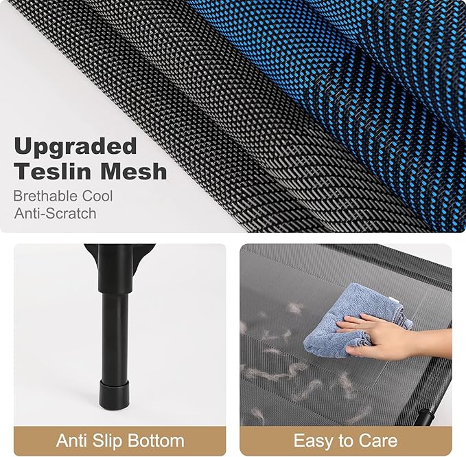 petizer 36" Elevated Dog Bed for Large Dogs, Outdoor Dog Cot Bed Waterproof, XL Dog Bed with Supporting Bars - Up to 120 LBs, Washable Breathable Raised Cooling Pet Bed, Indestructible, Large