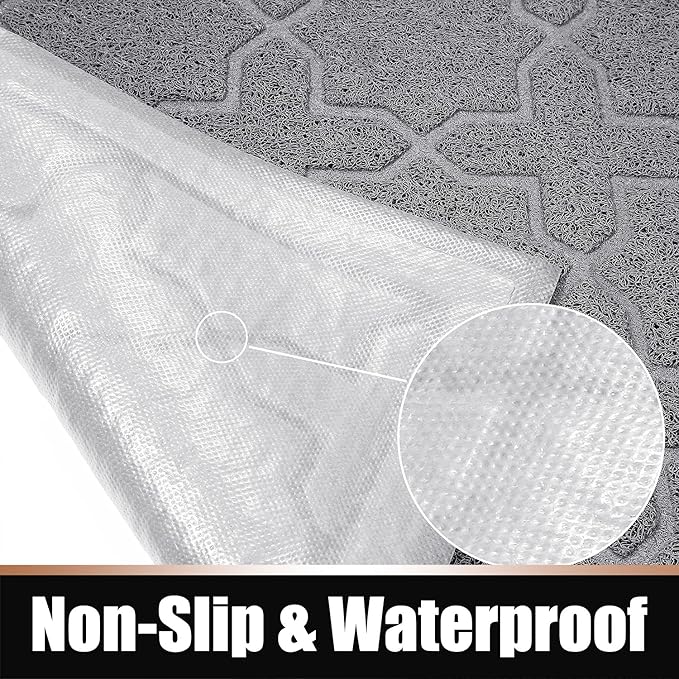 Yimobra Cat Litter Mat, 47"x36" Litter Box Mat with Litter Lock Mesh, Soft Cat Litter Mat Litter Trapping Mat, Easy to Clean, Non-Slip, Water Resistant, Litter Free Floors, Grey