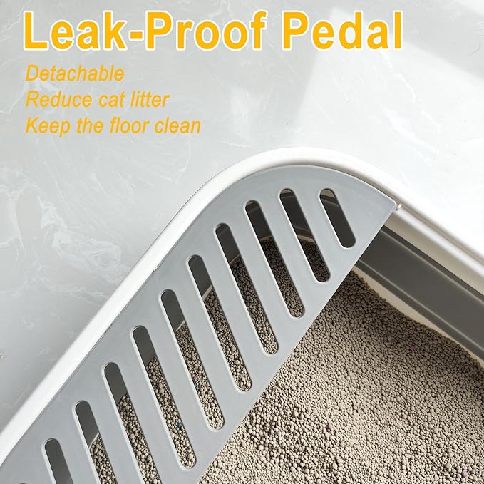 Low Entry Kitten Litter Box, Collapsible Shallow Litter Box Senior Cats Anti-Splashing Kitty Training Open Potty Pan Scoop Leak-Proof Pedal Cat Toilet No Smell Easy Clean