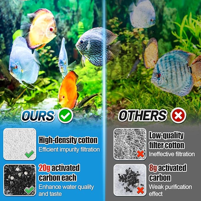 MEWTOGO 12Pcs Medium Filter Cartridges Compatible with Tetra Whisper Bio-Bag M, Aquarium Replacement Filter with Ultra-Activated Carbon for 10i IQ10 PF10 ReptoFilter Creating Clean Environment