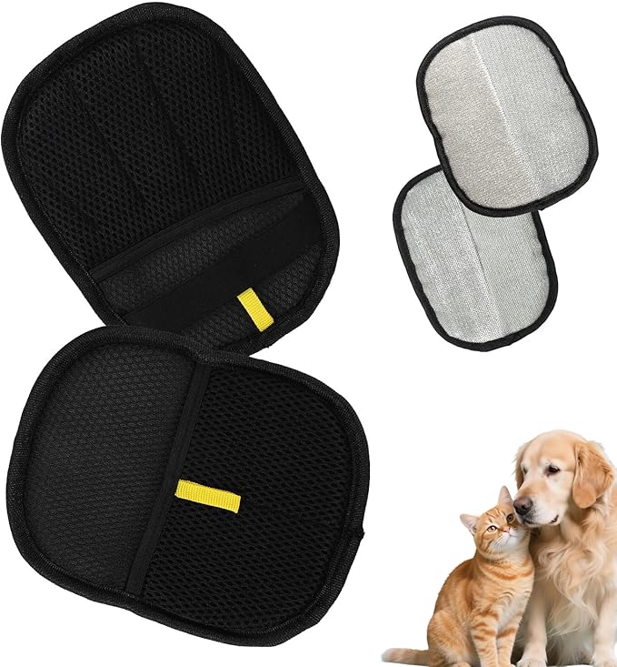 2pcs Pet Hair Removal Gloves, 2 Style Reusable Pet Hair Static Remover Mitt Glove for Cat Dog Sofa Furniture Carpet Curtain Bed Sheet Clothes Car Seat Cleaning Tool (Regular & Five Finger Style)