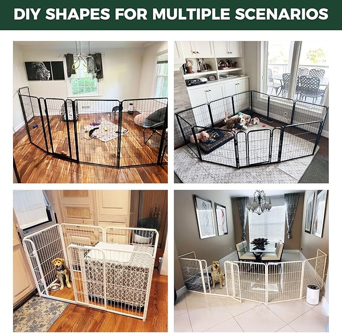 FXW Homeplus Unleashed Indoor Dog Playpen - Stress-Free and Safe Play, Heavy Duty 45 Inch 6 Wire Panels Dog Pen for Large Dogs, Black│Patented