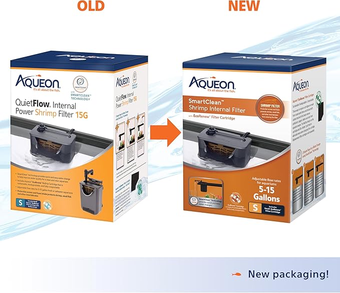 Aqueon QuietFlow Internal Filter with SmartClean Technology Shrimp, Small