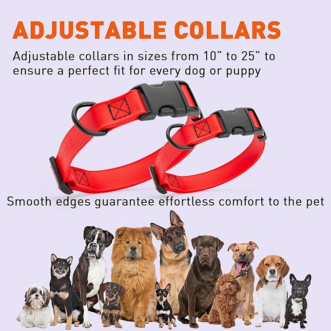 Dogline Biothane Waterproof Dog Collar with Quick Release Buckle Strong Coated Nylon Webbing with Odor- Proof for Easy Care Easy to Clean Fits Small Medium or Large Dogs, Red 1" W 15-23" L