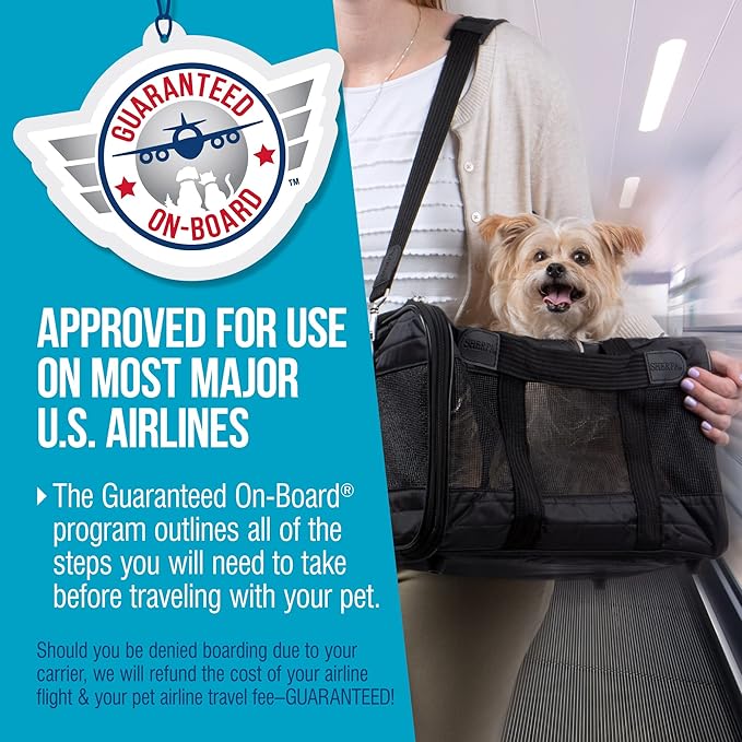 Sherpa Original Deluxe Travel Pet Carrier, Airline Approved & Guaranteed On Board - Black, Medium