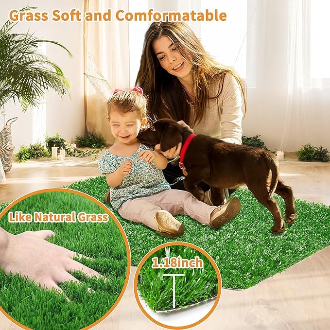 LOOBANI Dog Grass Pee Pads, Artificial Dog Grass Pads for Potty Tray, Fake Grass for Dogs to Pee On, Outdoor Indoor Pee Grass for Dog Potty (18*28 inch)
