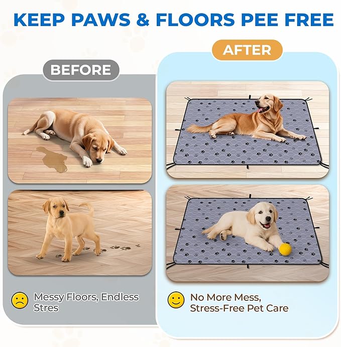Fostanfly Washable Pee Pads for Dogs, 2 Pack 36"x48" Superior Reusable Puppy Pads, Waterproof Mat Protects Against Urine Leakage, Non-Slip Grip Prevents Slipping and Bunching for Dog, Puppy