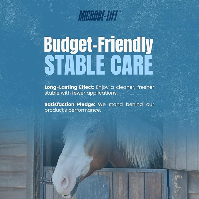 Microbe-Lift Horse Stall Cleaner & Deodorizer – 1 Gallon – Safe Concentrated Spray for Barns, Stables & Horse Areas – Fresh Clean Scent for All Surfaces – Food & Water Safe Formula