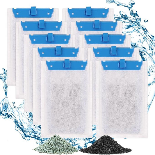fishkeeper 10 Pack Medium Filter Cartridges Compatible with Tetra Whisper Bio-Bag Filters Replacement Filter Cartridges for Whisper Filters 10i / IQ10 / PF10 and TetraFauna ReptoFilter(Ready to Use)