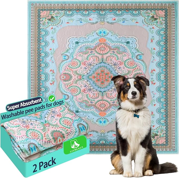 Washable Pee Pads for Dogs, 36"x41" 2 Pack Reusable Puppy Pads Pet Training Pads, Super Absorbent, 100% Waterproof Dog Pee Pads, Whelping, Housebreaking, Incontinence, for Playpen